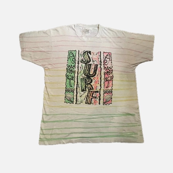 Surf Mania Other - Vintage 90s Surf Mania T-Shirt XL Single Stitch Neon Surfing Palm Trees